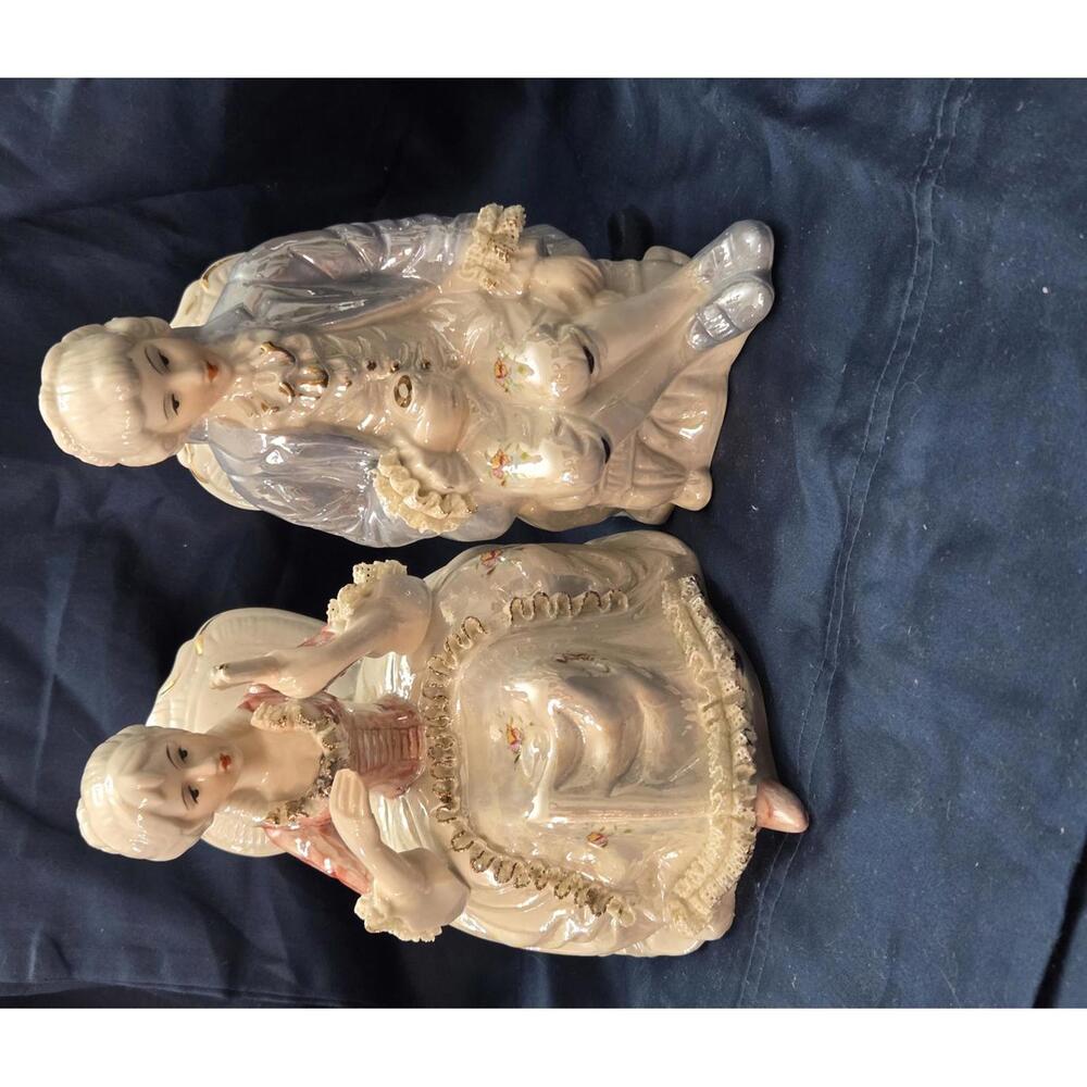Vintage Porcelain Figurines of 18th Century Couple Seated